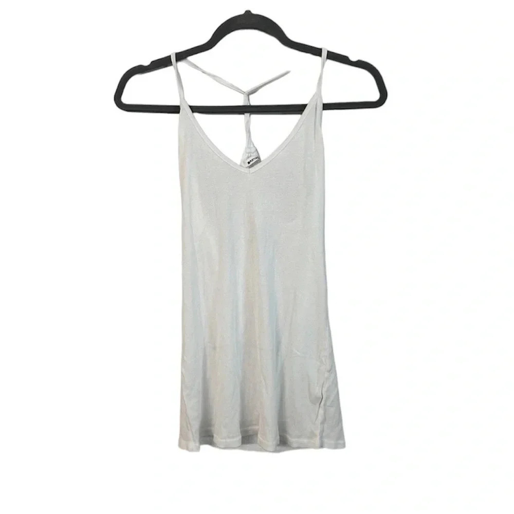 LaMade Revolve White Ribbed Racerback Lightweight Twist Back Tanks Sz L NWT